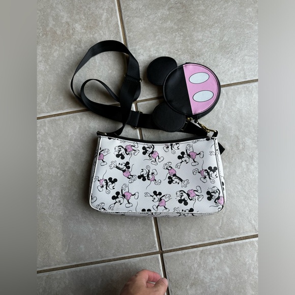 Disney Mickey Mouse Women's White Handbag With Removable Coin Purse - Picture 9 of 15